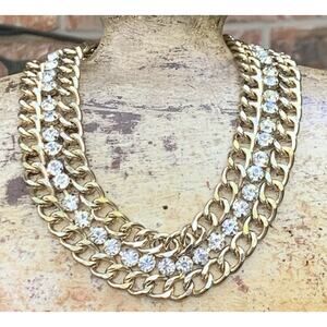 RJ Graziano Necklace Womens Gold Chain with Crystals Statement Piece